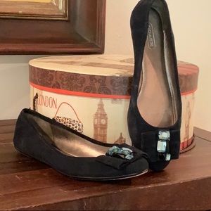 Navy suede Coach flats